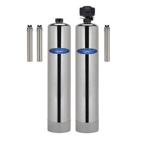 Crystal Quest Eagle Whole House Water Filter with saltless conditioner in stainless steel