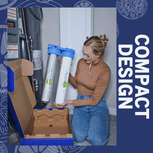 Woman Unboxing NuvoH2O Home Duo Water Softener + Taste Filter -