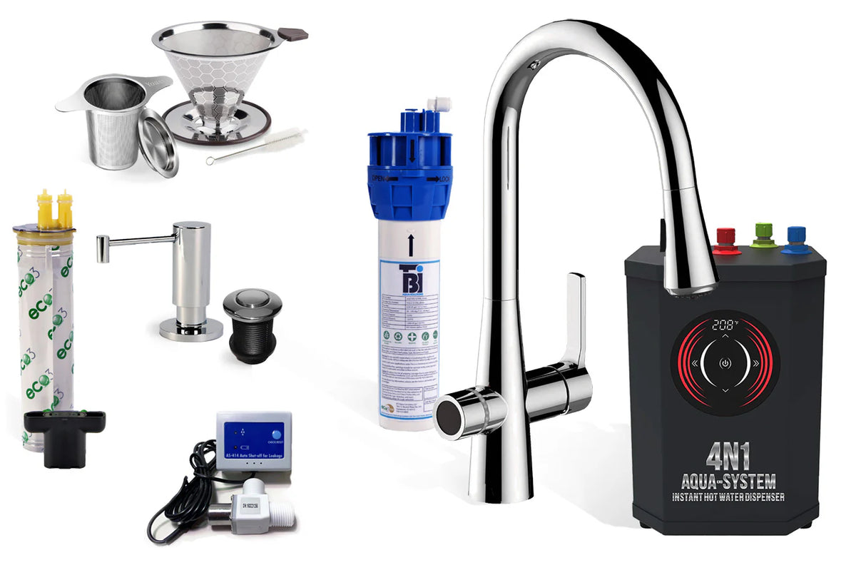 4N1 Instant Hot Water Dispenser and Filtration System-FL1000 with FREE Leak Detector - Plus