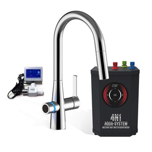 4N1 Instant Hot Water System with Leak Detector with contemporary chrome faucet