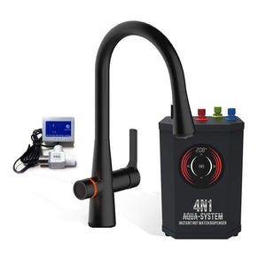 4N1 Instant Hot Water System with Leak Detector black faucet