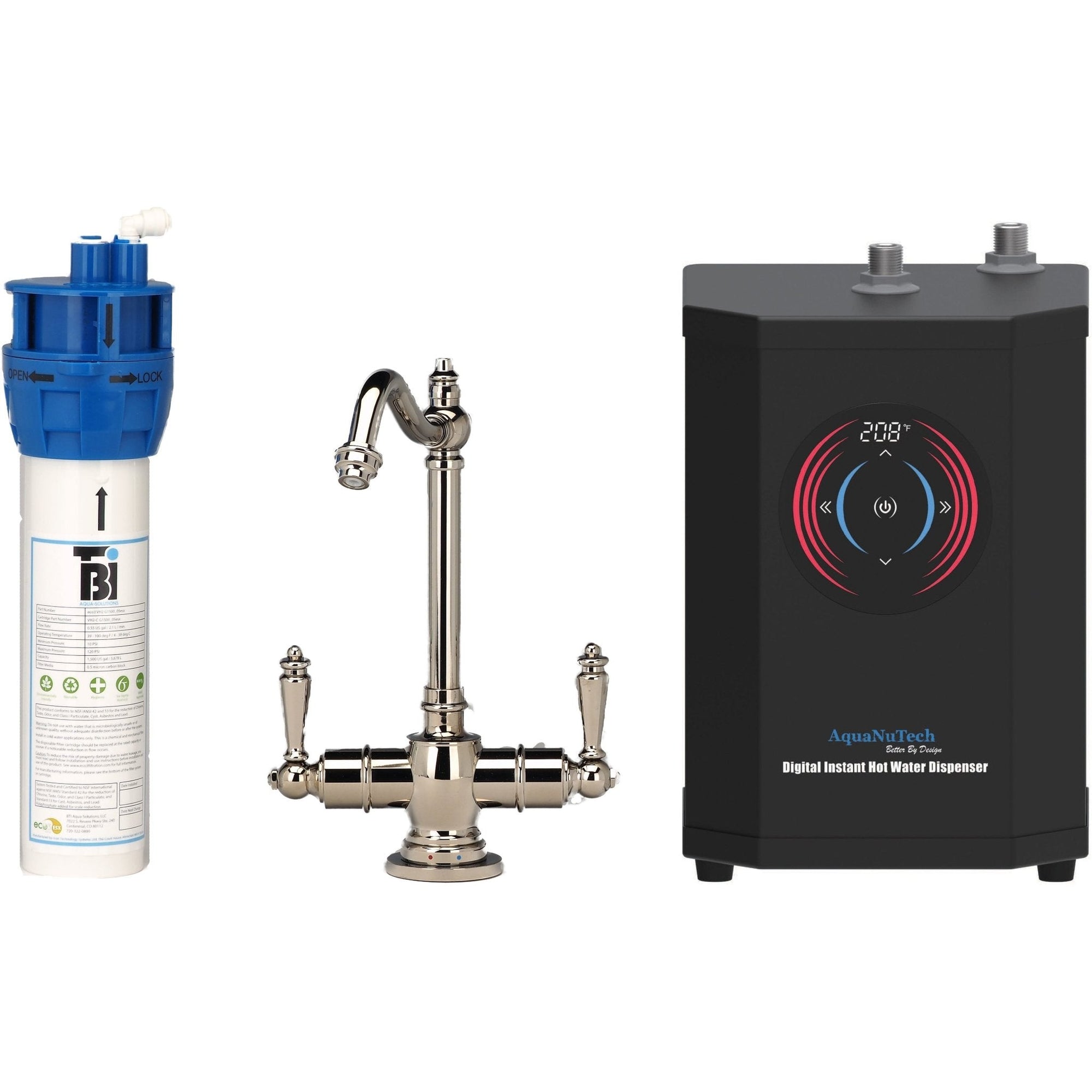 Traditional Hook Spout Faucet with Digital Hot Water Dispenser & Filter