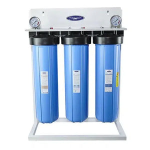 Crystal Quest Big Blue Whole House Water Filter triple filter with stand