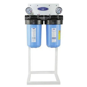 Crystal Quest Compact Whole House Water Filter double filter with stand