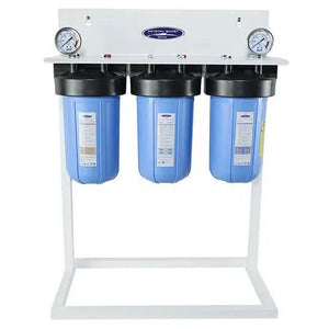 Crystal Quest Compact SMART Whole House Water Filter triple filter with stand