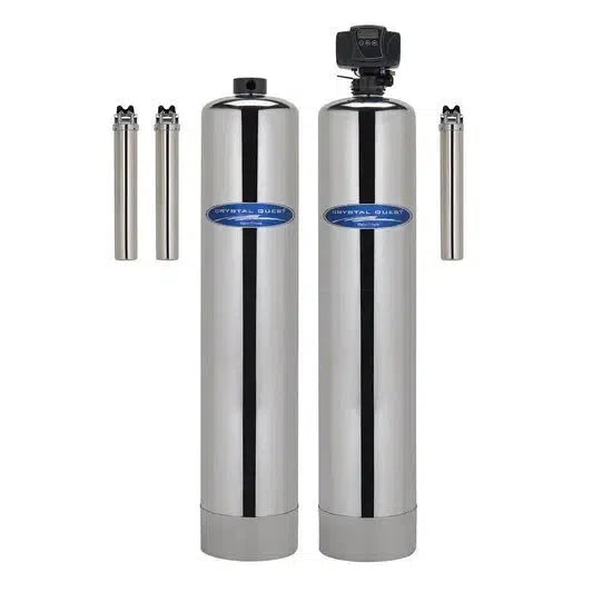 Crystal Quest Eagle Whole House Water Filter with saltless conditioner in stainless steel