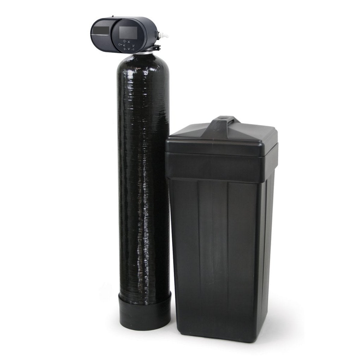 Fleck 2510 AiQ water softener with black mineral tank and brine tank