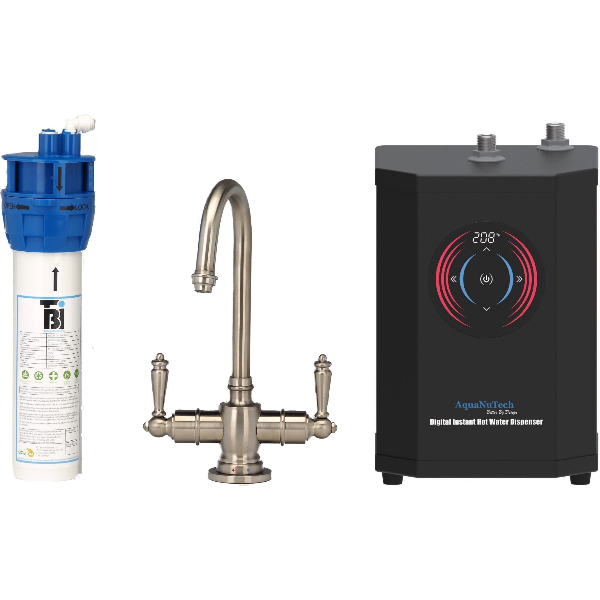 Contemporary C-Spout Faucet with Instant Hot Water Dispenser Filtration ...