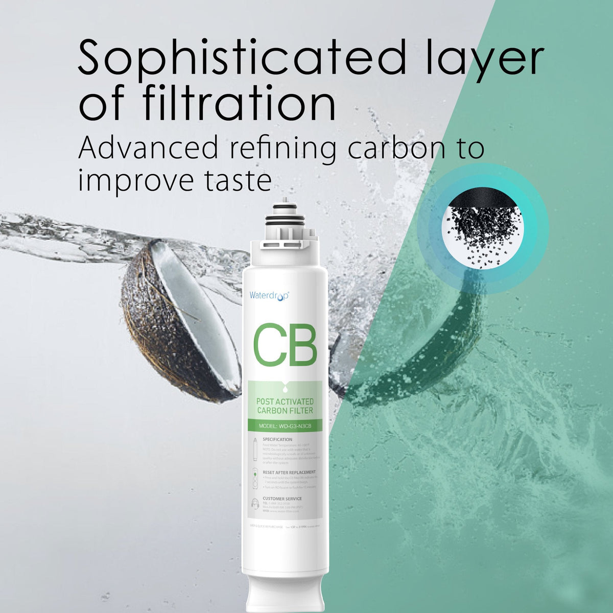 Replacement Filter for Waterdrop WD-G3 - 12 Month Lifespan - Aqua Home Supply - WD-G3P800-N3CB