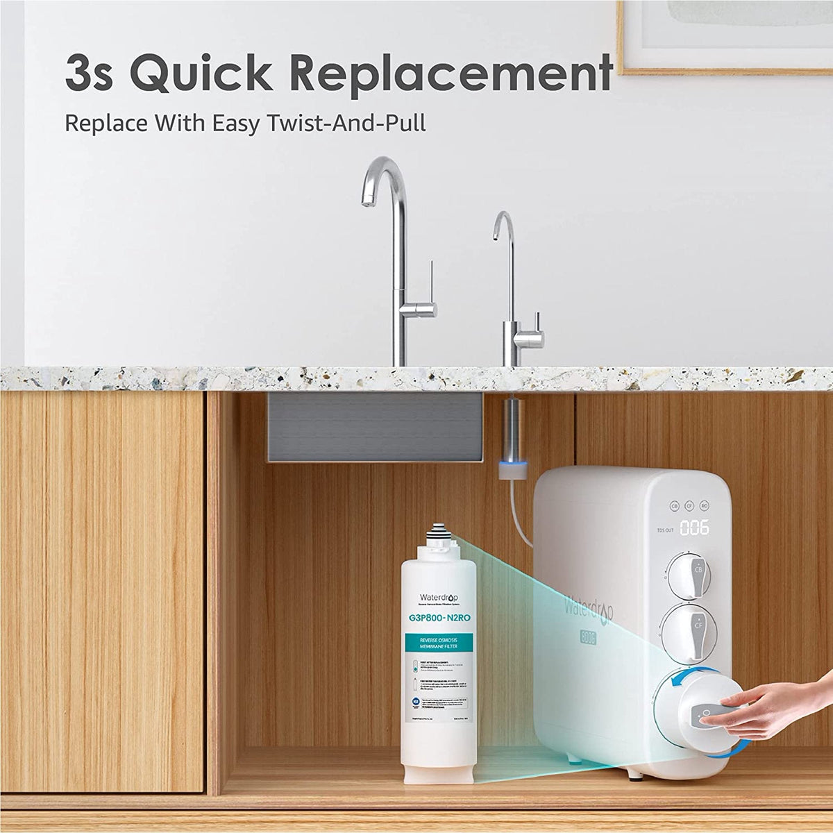 Replacement Filter for Waterdrop WD-G3 - 24 Month Lifespan - Aqua Home Supply - WD-G3P800-N2RO