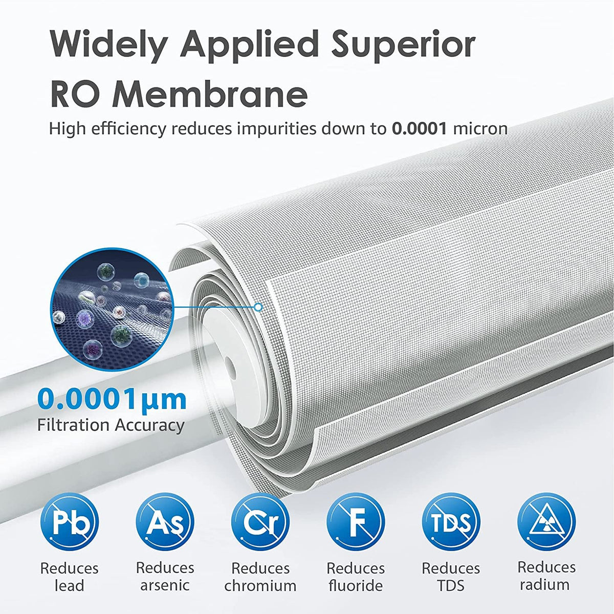 Replacement Filter for Waterdrop WD-G3 - 24 Month Lifespan - WD-G3P800-N2RO Superior RO Membrane