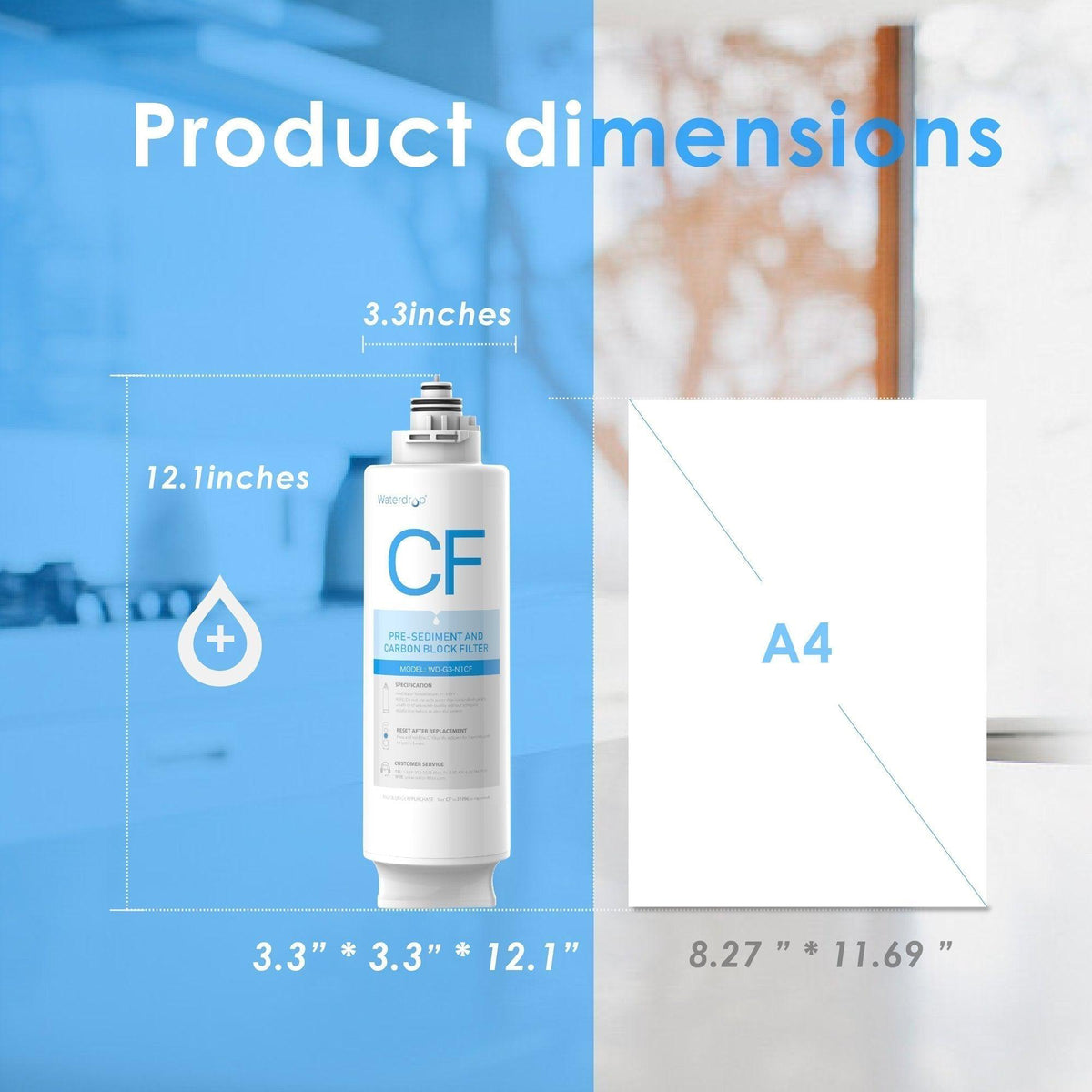 Replacement Filter for Waterdrop WD-G3 - 6 Month Lifespan - Aqua Home Supply - WD-G3-N1CF