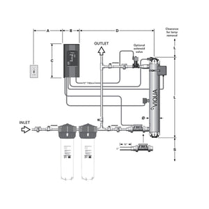 VIQUA Pro Series UV Water Treatment System w/ LightWise Tech (VIQUA-PRO20) Installation Diagram